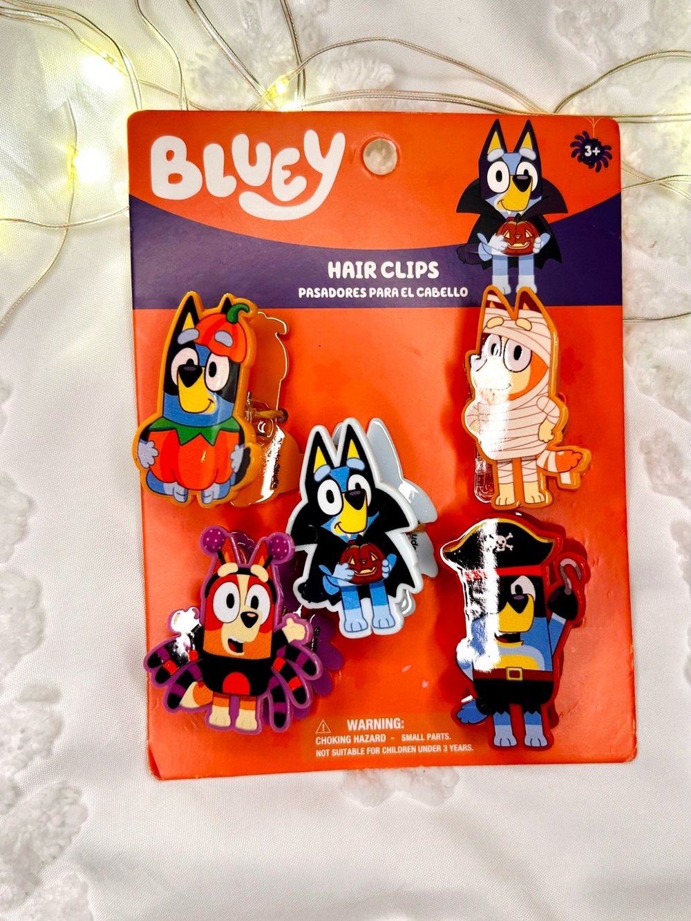 Bluey Halloween Hair Clips Set Orange & Blue NWT